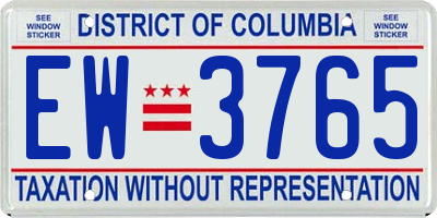 DC license plate EW3765