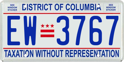 DC license plate EW3767