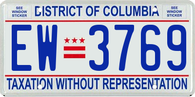 DC license plate EW3769