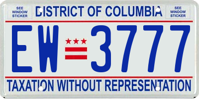 DC license plate EW3777