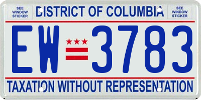 DC license plate EW3783