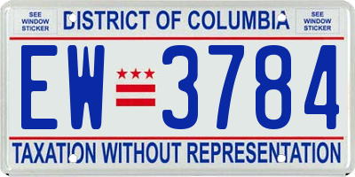 DC license plate EW3784