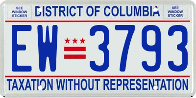 DC license plate EW3793