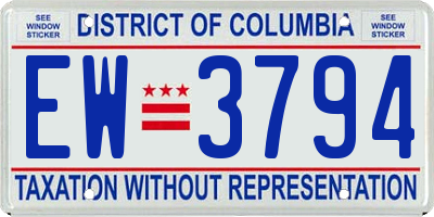 DC license plate EW3794