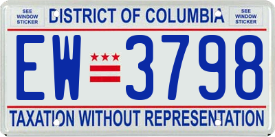 DC license plate EW3798