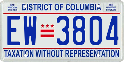 DC license plate EW3804