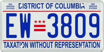 DC license plate EW3809