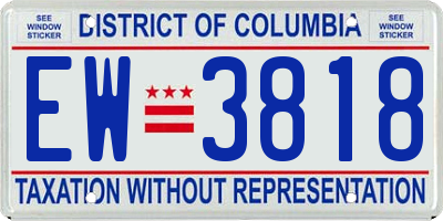DC license plate EW3818