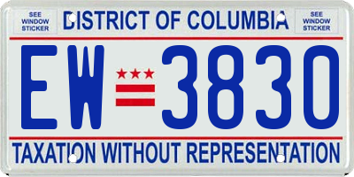 DC license plate EW3830