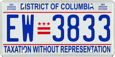 DC license plate EW3833