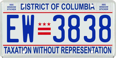 DC license plate EW3838