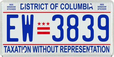 DC license plate EW3839