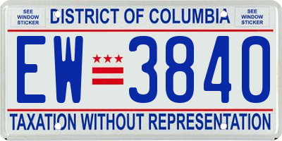 DC license plate EW3840