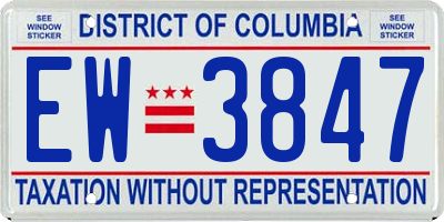 DC license plate EW3847