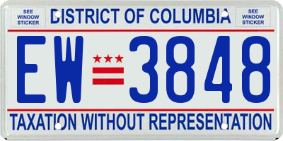 DC license plate EW3848