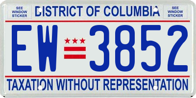 DC license plate EW3852