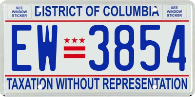 DC license plate EW3854