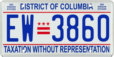 DC license plate EW3860