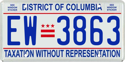 DC license plate EW3863