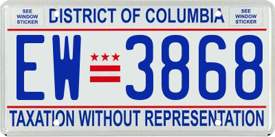 DC license plate EW3868