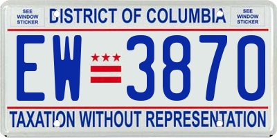 DC license plate EW3870