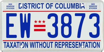 DC license plate EW3873