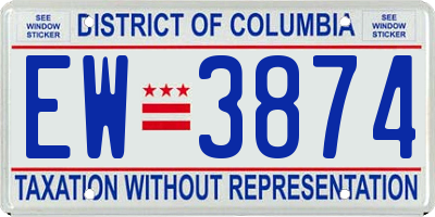 DC license plate EW3874