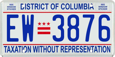 DC license plate EW3876