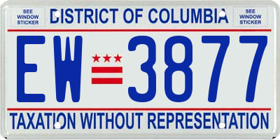 DC license plate EW3877