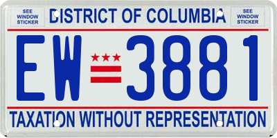 DC license plate EW3881