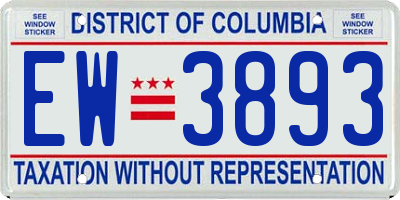 DC license plate EW3893