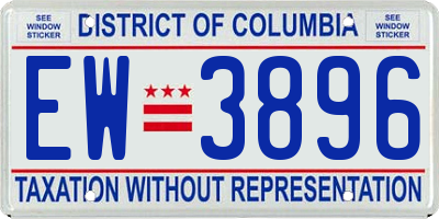 DC license plate EW3896