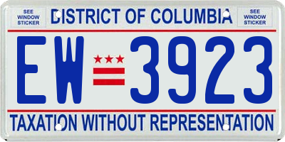 DC license plate EW3923