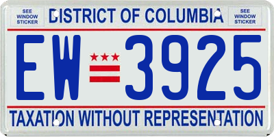 DC license plate EW3925