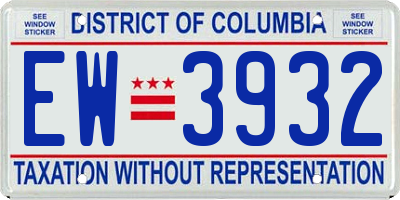 DC license plate EW3932