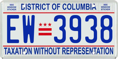 DC license plate EW3938