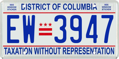 DC license plate EW3947