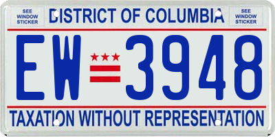 DC license plate EW3948