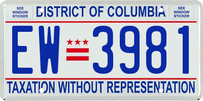 DC license plate EW3981