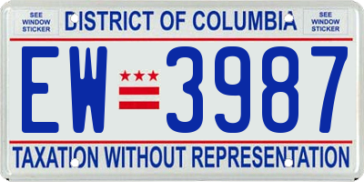 DC license plate EW3987