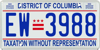 DC license plate EW3988