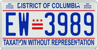 DC license plate EW3989