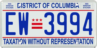 DC license plate EW3994