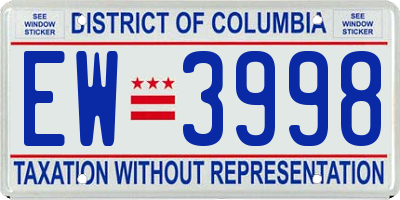 DC license plate EW3998