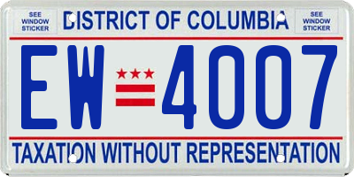 DC license plate EW4007