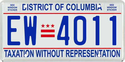 DC license plate EW4011