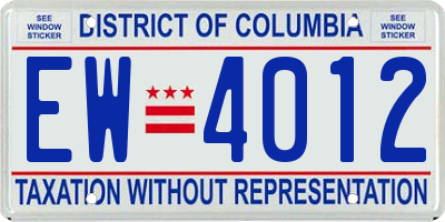 DC license plate EW4012