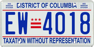 DC license plate EW4018