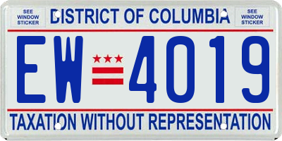 DC license plate EW4019