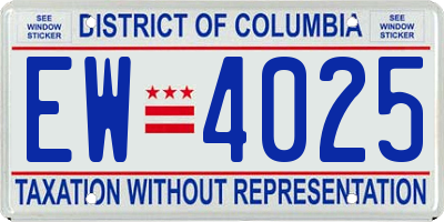 DC license plate EW4025